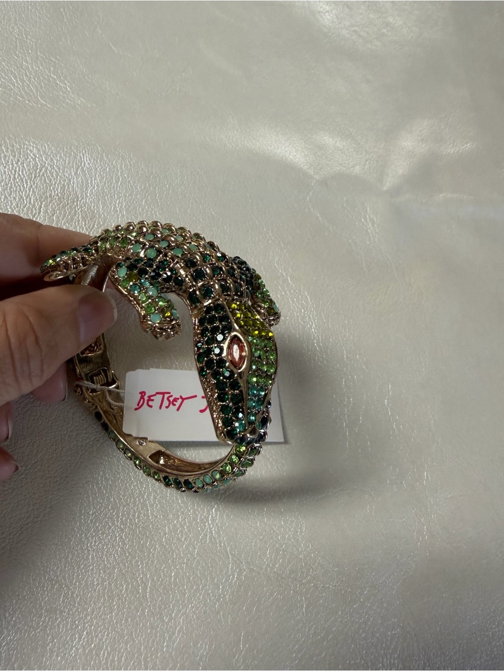 Betsey Johnson Green and Black Crystal Alligator Bracelet